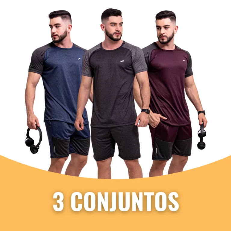 3 Conjunto Masculino Dryfit Camisa Masculina Manga