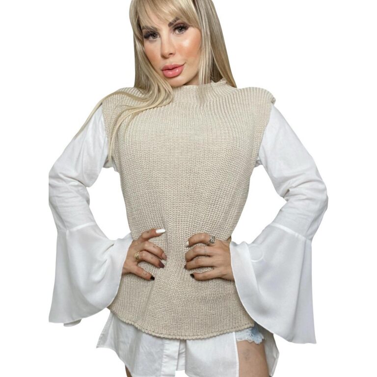 Blusão Inverno Estilo Colete Trico Várias Cores