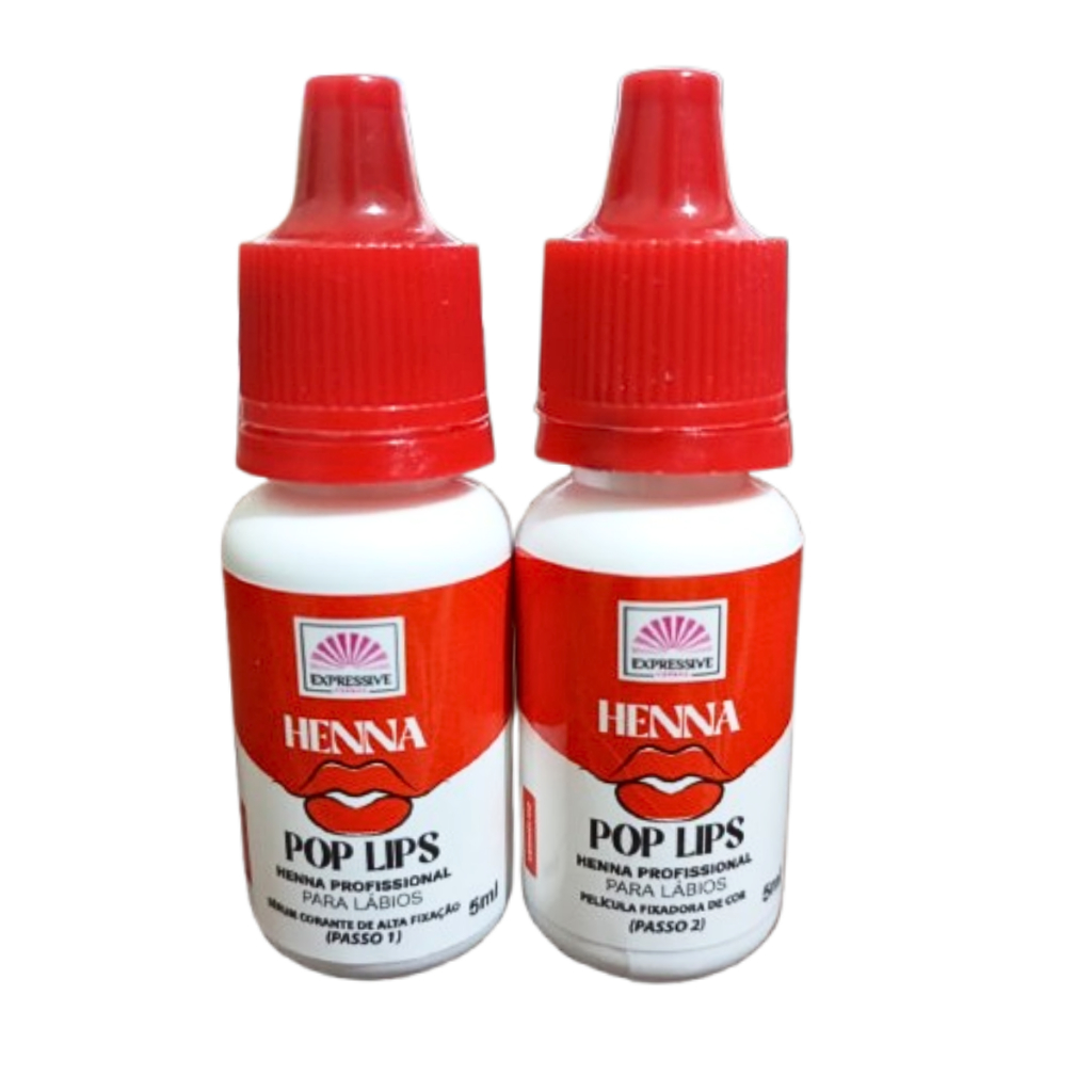 Henna Labial Expressive Kollors Cereja Vermelha Boca Lips Alta Fixação Corante