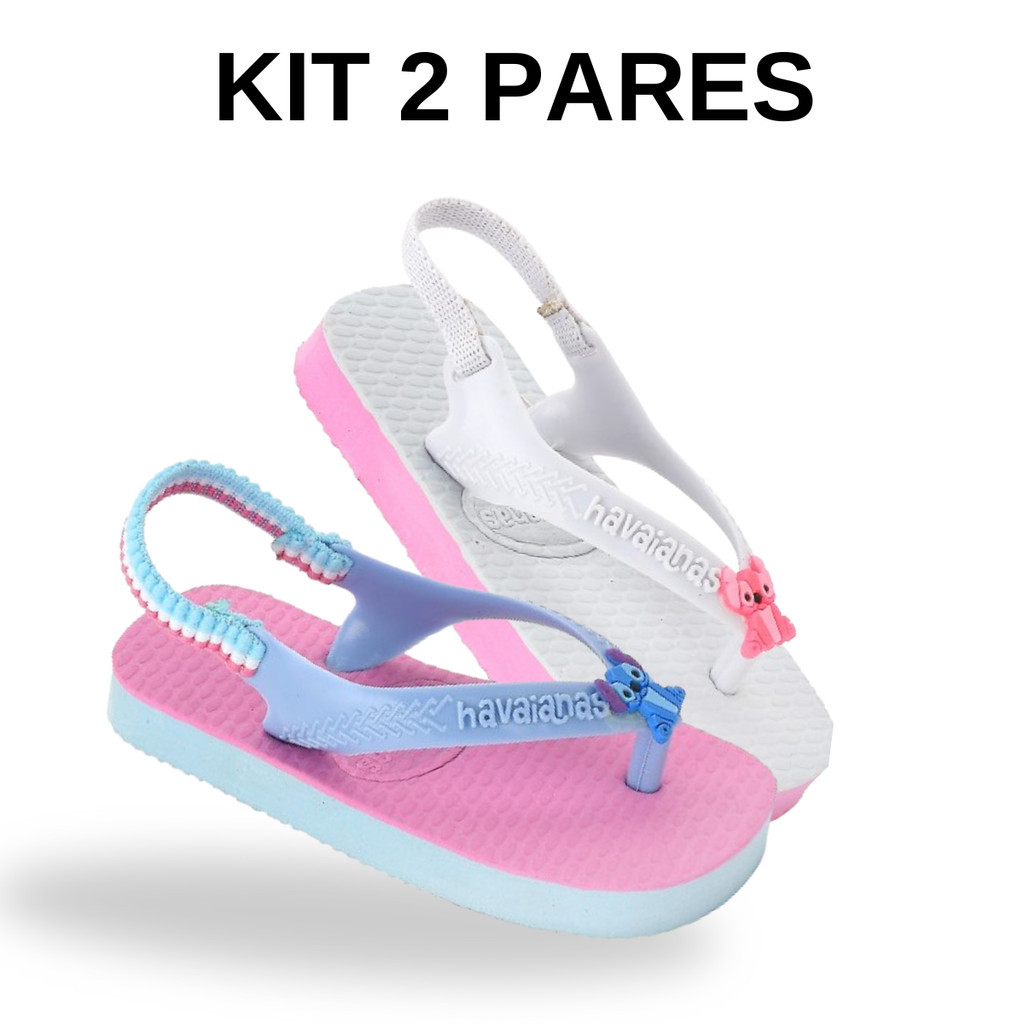 Kit 02 Pares de Chinelo Infantil Com Elástico Confortável Leve Promoção