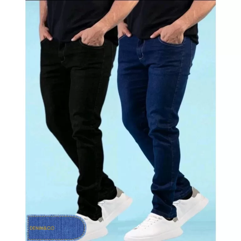 kit 2 calças jeans masculina tradicional para tra