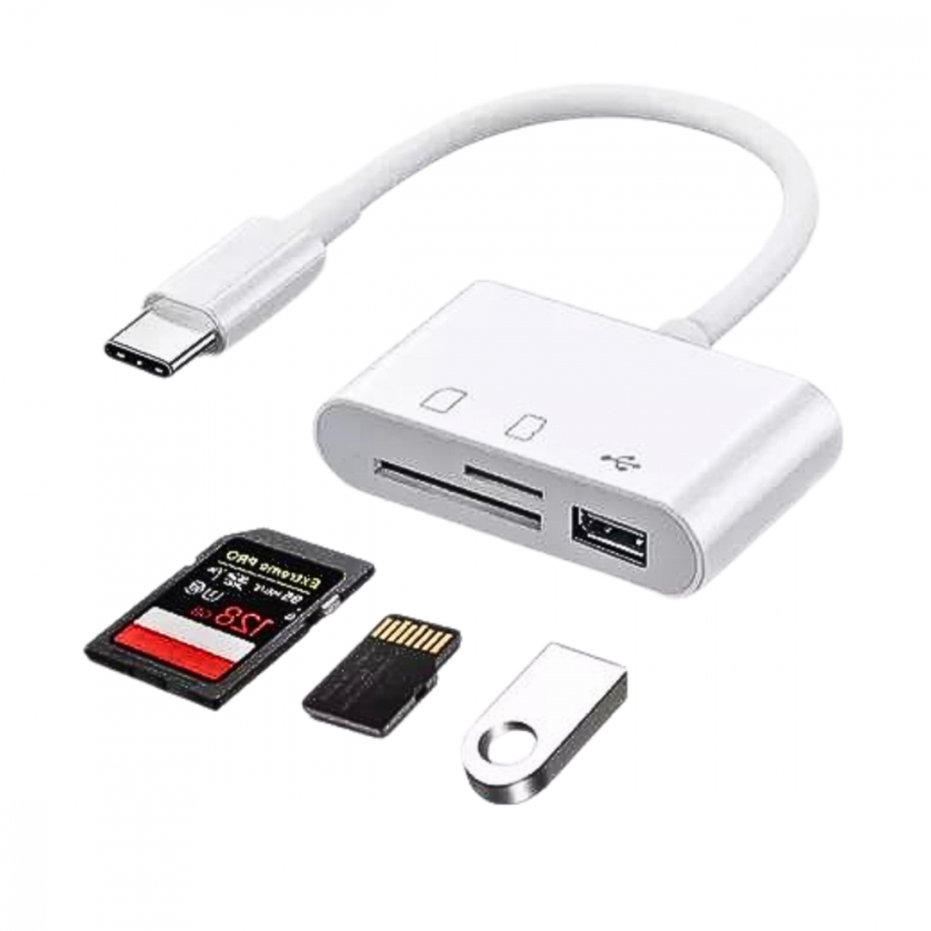 Adaptador Tipo-C USBC, Leitor de Cartão SD, TF E USB Kapbom KA-1532