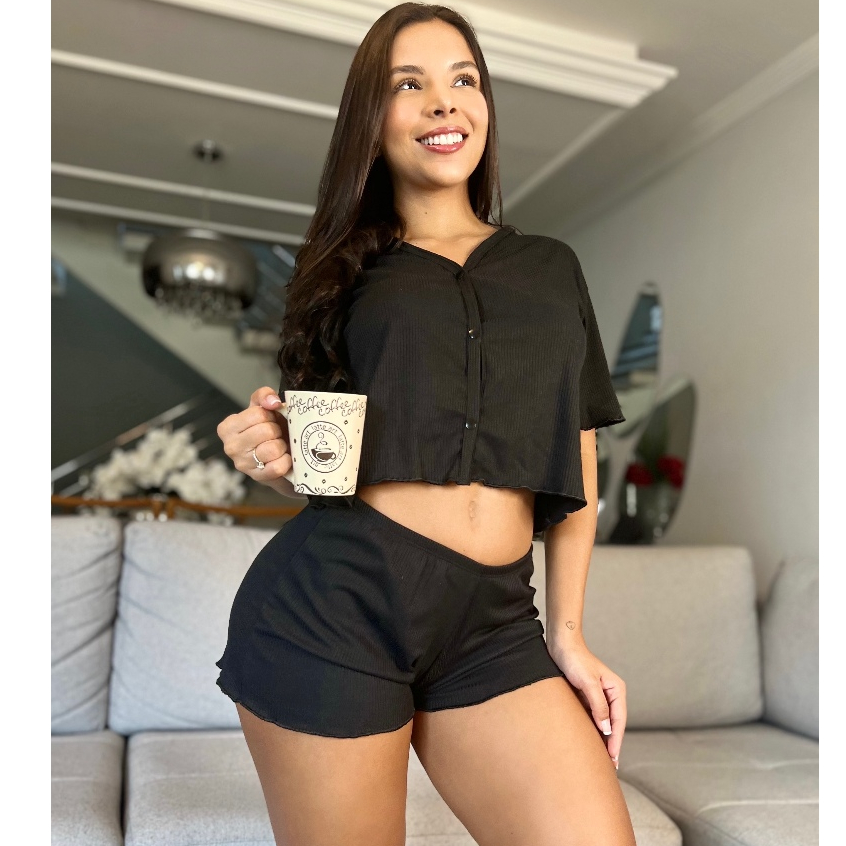 Conjunto Pijama Baby Doll Conforto E Estilo – Tecido Canelado Premium