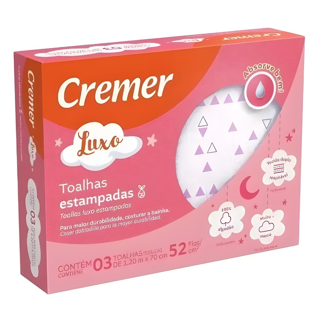 TOALHAS DE PANO ESTAMPADAS MENINA 3un – CREMER LUXO