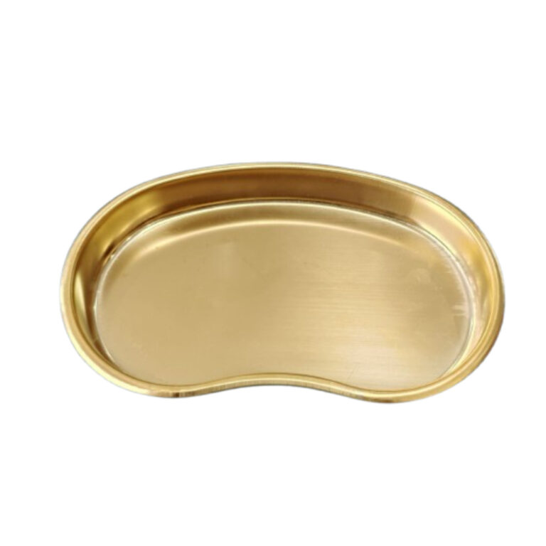 Bandeja Dourado curva de aço inox esterilização
