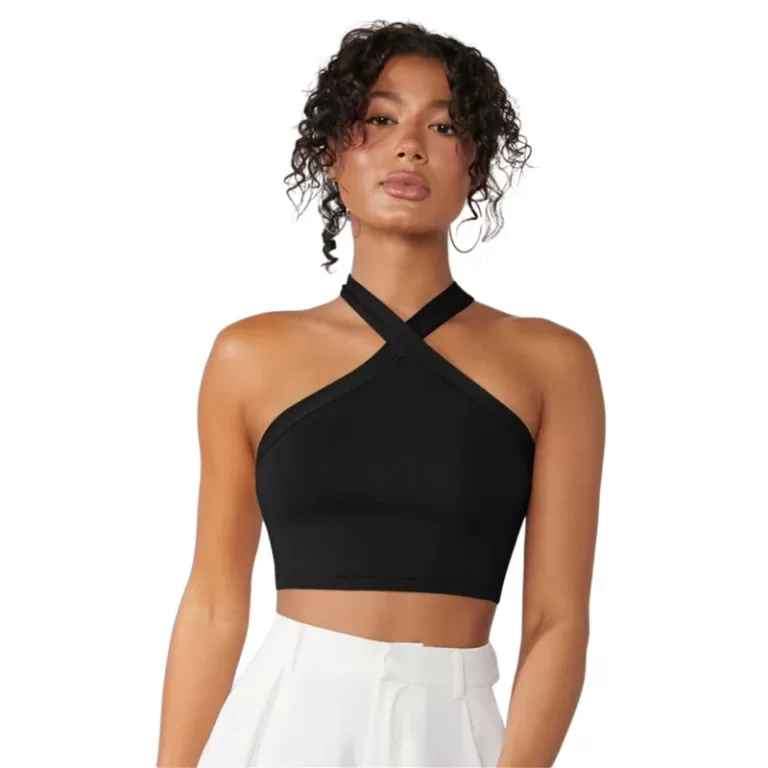 Cropped cruzado em tecido de viscolycra