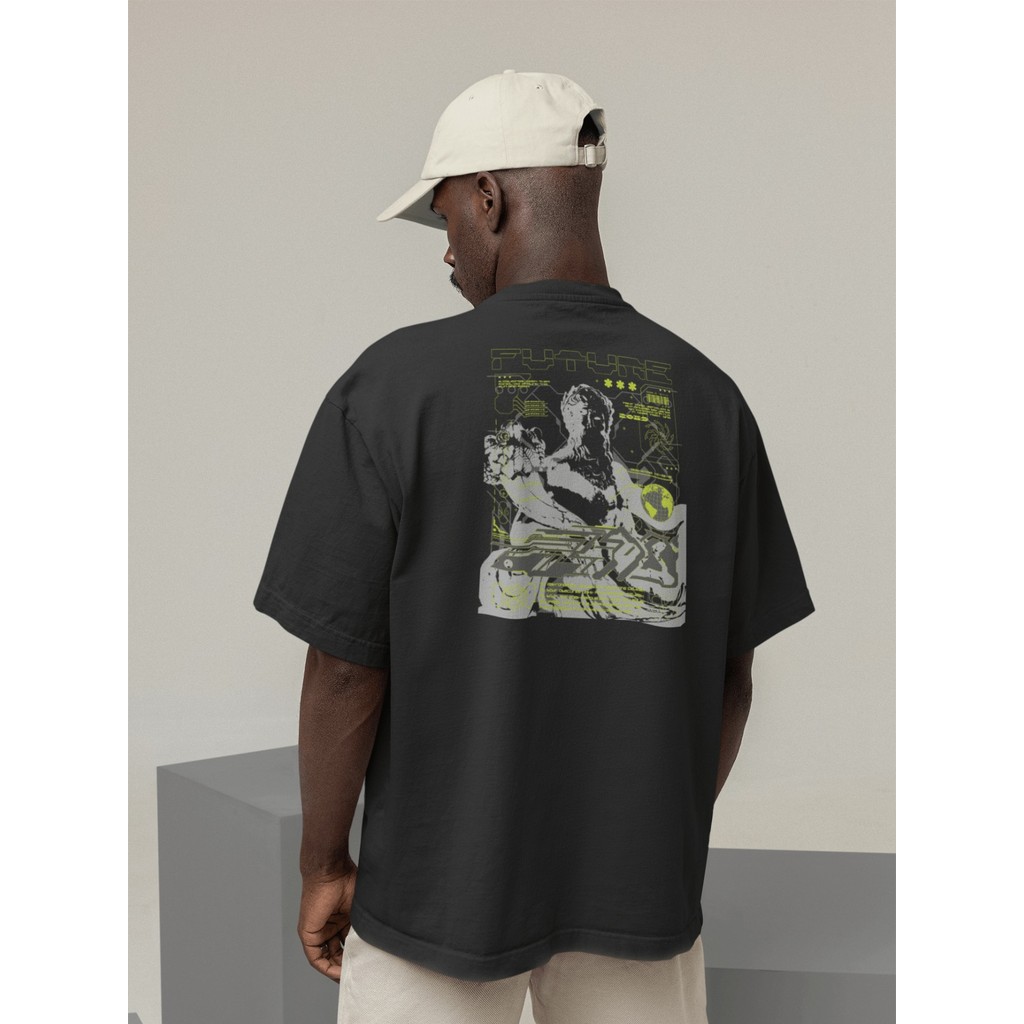 Camisa Camiseta Oversize Streetwear Masculino e Feminino 100% Algodão Treino e Dia a Dia Preto e Off