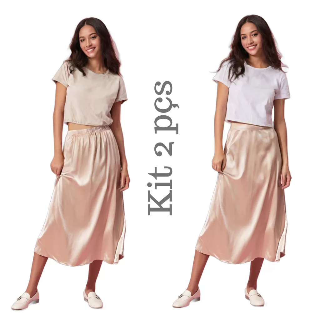 Kit 2 Tops Segunda Pele Manga Longa Cropped  Conforto e Elegância em Dobro
