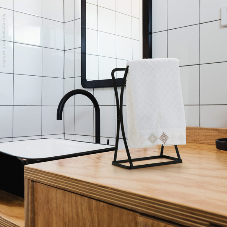Porta Toalha De Rosto Em Aço Black Banheiro Lavab