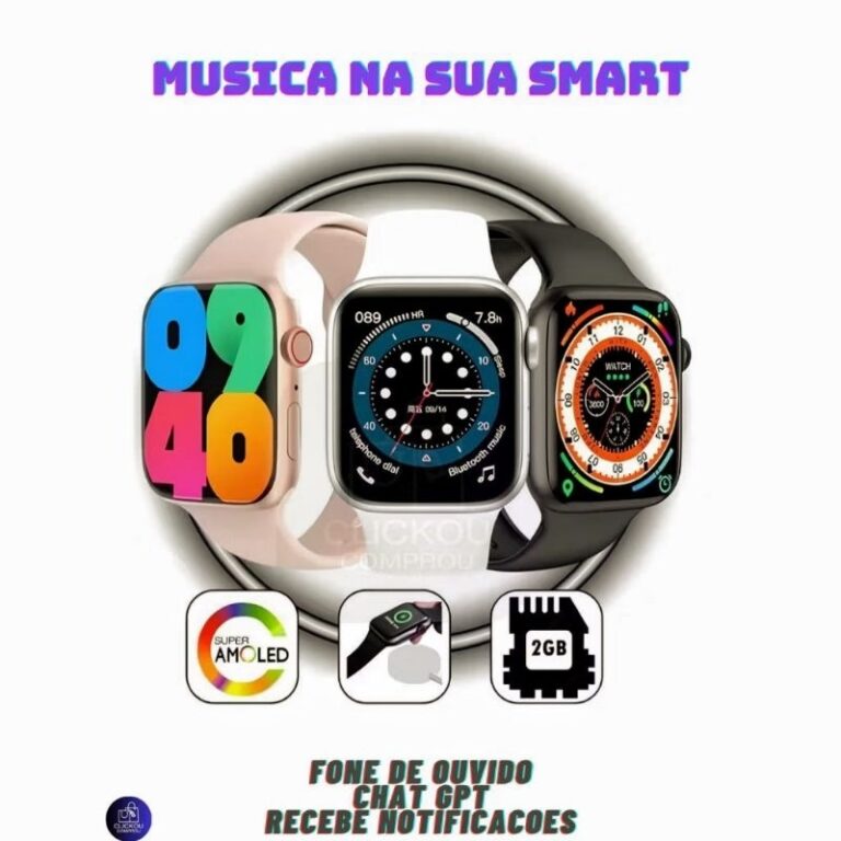 Smartwatch W29 Pro 47mm 1GB Para Músicas  Recebe 
