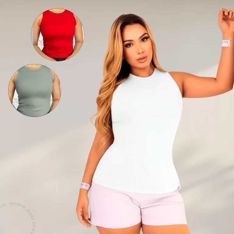 Kit 3 Blusas Regata Feminina Básica Verão Malha 