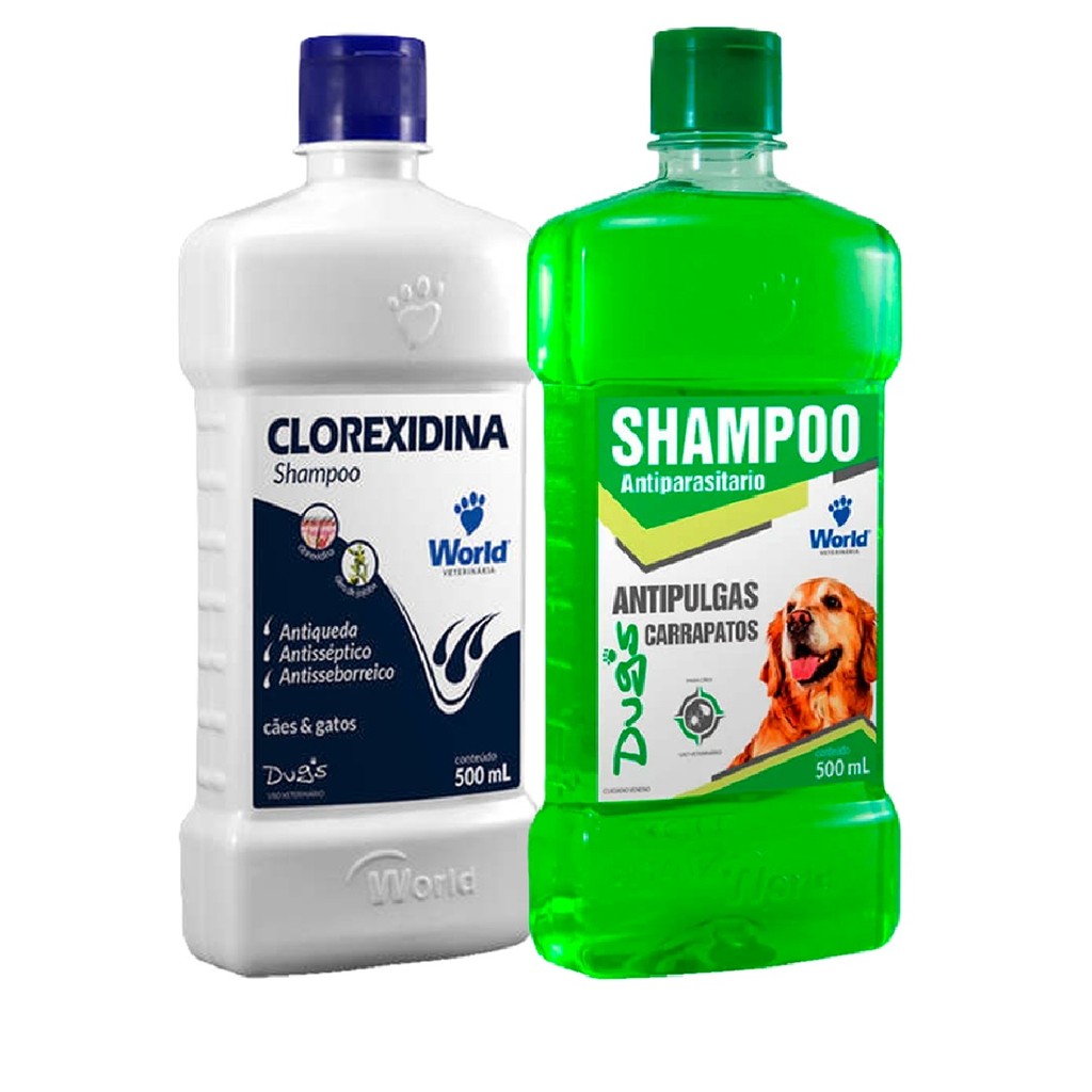 Shampoo Clorexidina ou Shampoo Antiparasitário Cães – 500mL