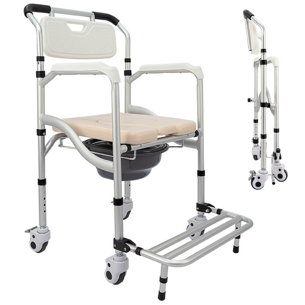 Cadeira de Banho para Idoso Dobrável Higiênica Sanitária Geriátrica Praxis Verona + Pinico Coletor
