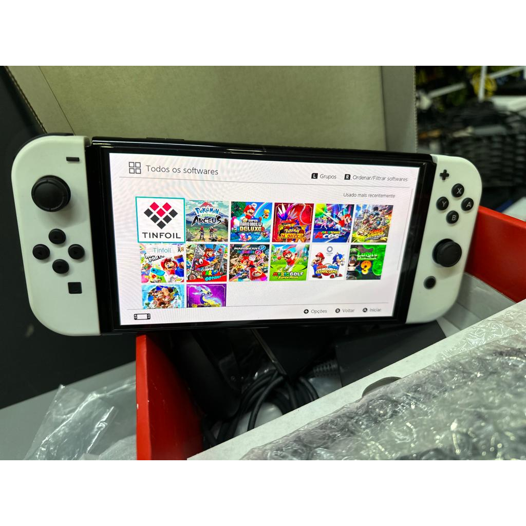 Nintendo Switch Oled Desbloqueado com Cartão SD de 128gb