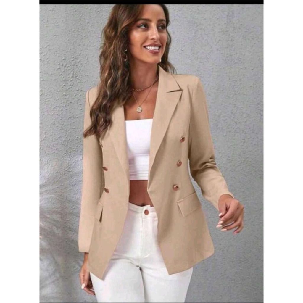 Blazer Feminina Casaquinho Maxi Longo Sobretudo Alfaiataria Social  Com Botão estilosa   dia  a dia