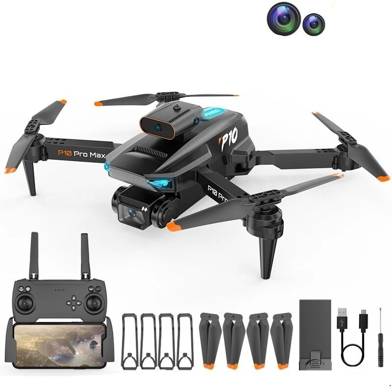 Drone Profissional P10 com Dual Câmera 4K Sensor Obstáculo HD Wi-fi voo 360