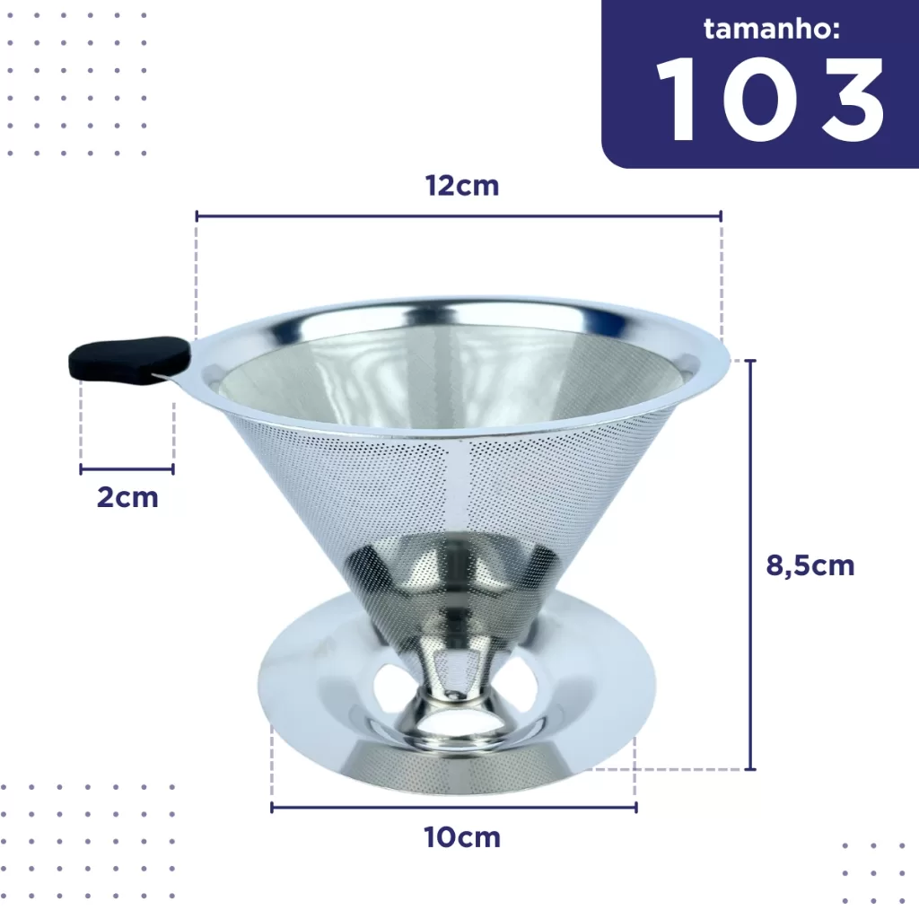 Filtro De Café 103 Inox  –  Coador de Café Grande Sem Uso De Papel – Mazzal