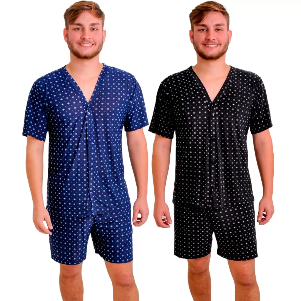 Kit 2 Pijama Masculino Verão Aberto Curto Liganete Homem