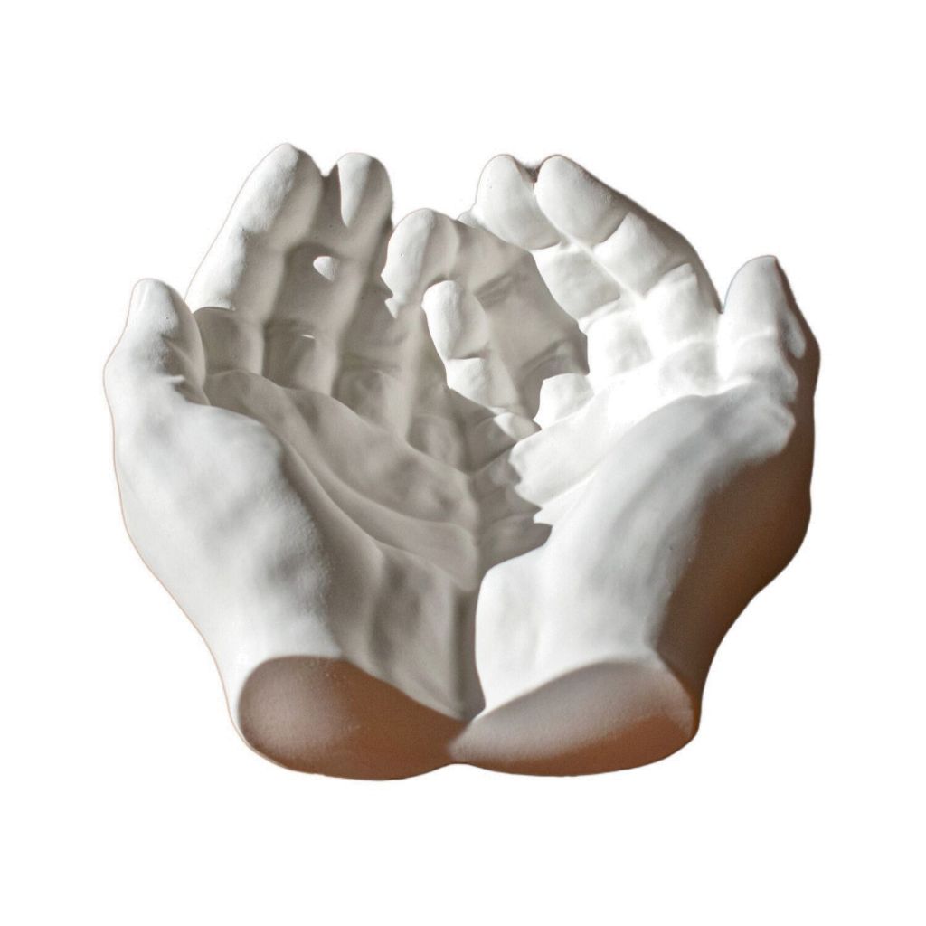 Porta Objetos Artesanal Mãos Decorativas em Cimento 15,5cm