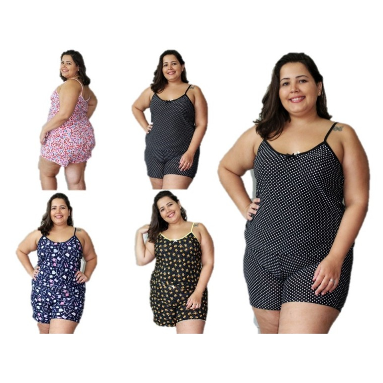 Kit Com 3 Baby Doll Conjunto Plus Size Pijamas Alc