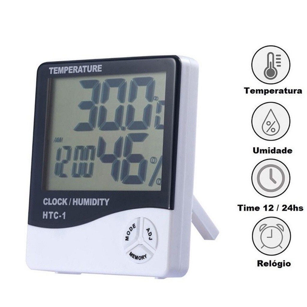 Termo higrômetro Medidor Digital Relógio Umidade com pilha Medidor De Temperatura e Umidade