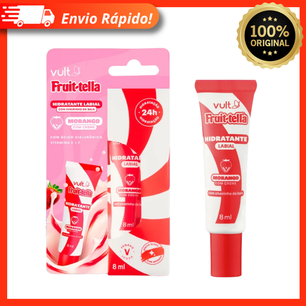 Hidratante Labial Vult e Fruit-tella Vermelho Morango 8ml