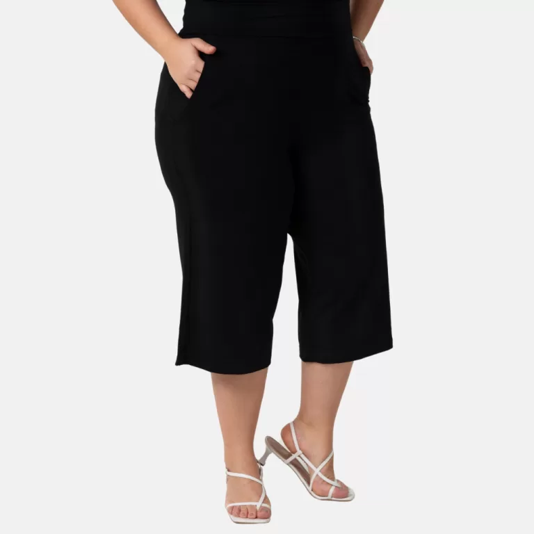 Calça Feminina Plus Size Pantacourt De Viscolycra