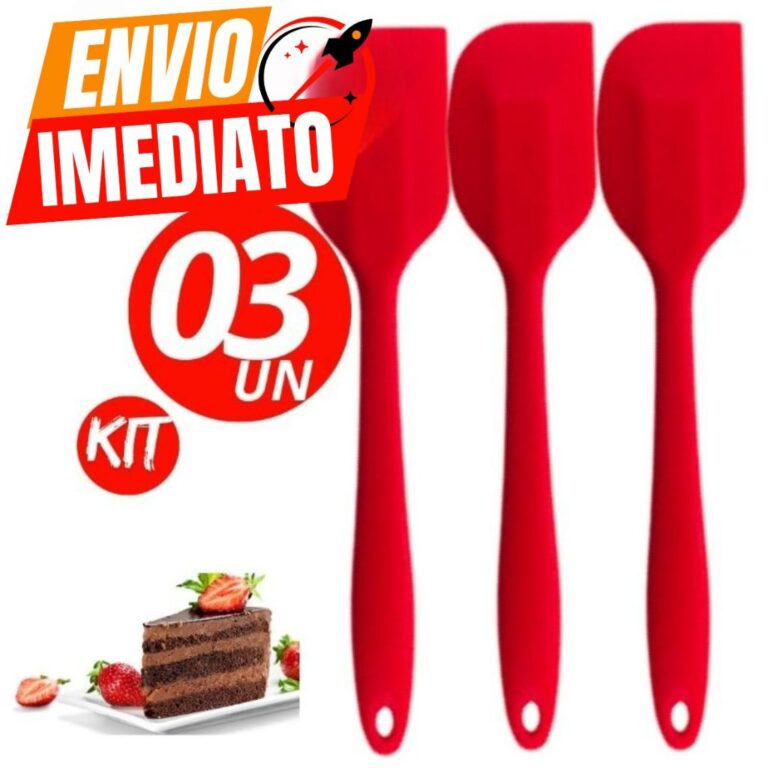 Kit 03 Espatula Pao Duro de Silicone Casa Cozinha 