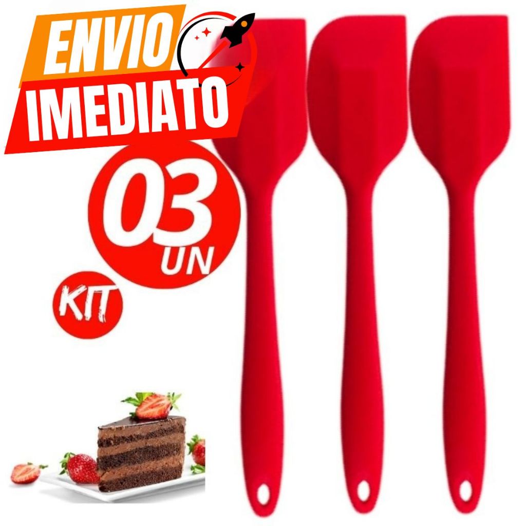 Kit 03, OU 02 UNIDADES. Espatula Pao Duro de Silicone Casa Cozinha Buffet Restaurante confeitaria