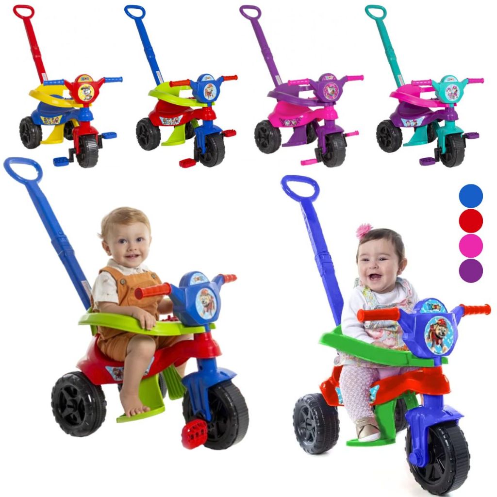 Carrinho Passeio Kemotoca Triciclo Infantil Cachorro Interativo Motinha Bebe Dia das Crianças Aniver