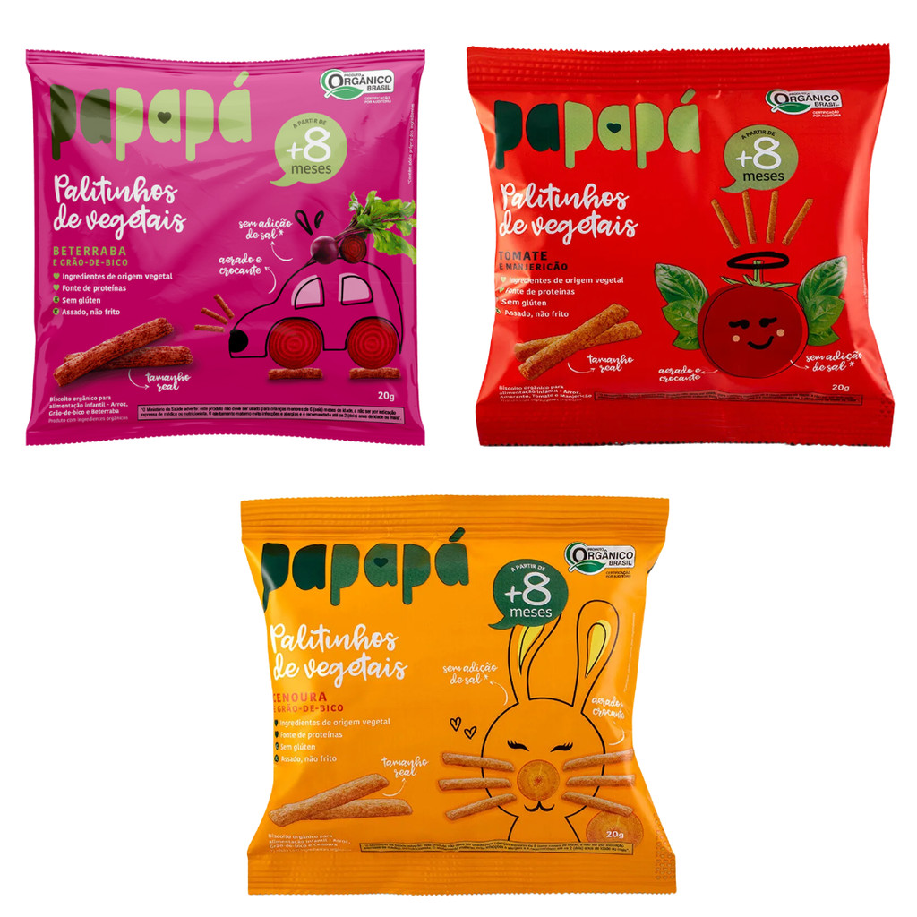 Kit 3 Palitinhos de Vegetais Papapá – Sabores Diversos