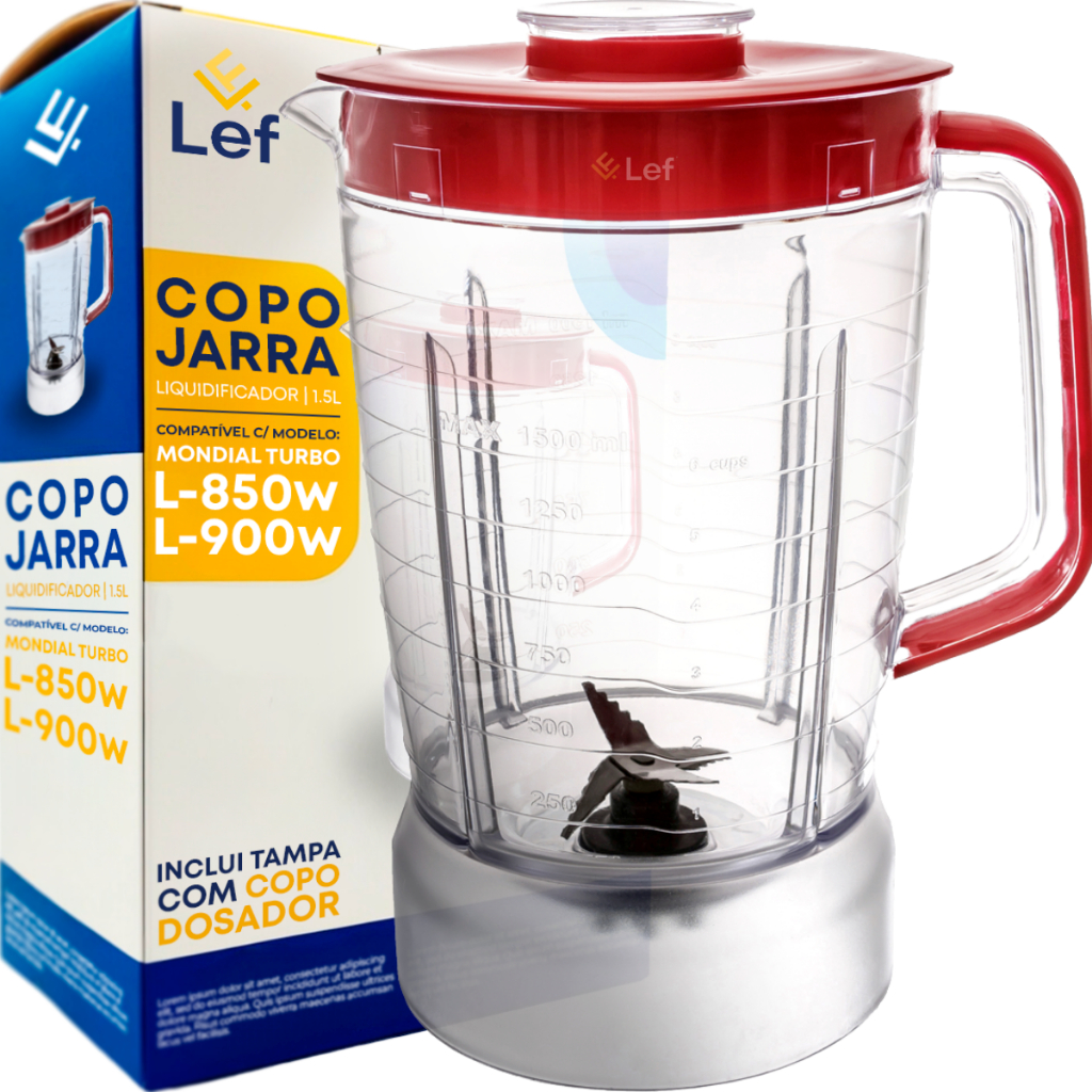 Copo Para Liquidificador Mondial L-850w L-900w Cristal Vermelho