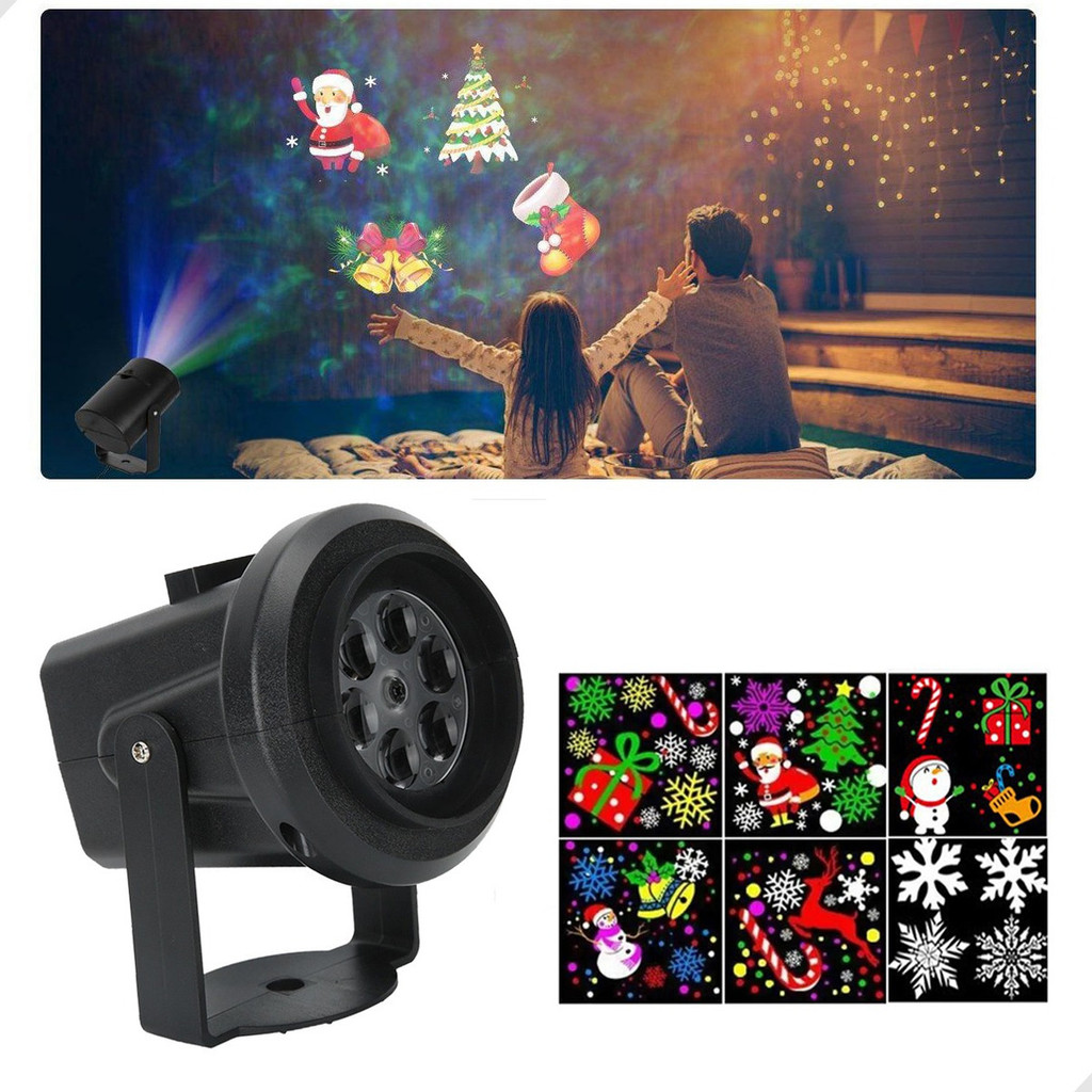 Projetor Led Natalino Laser Jardim Decoração Natal e Ano Novo com Desenhos de Neve