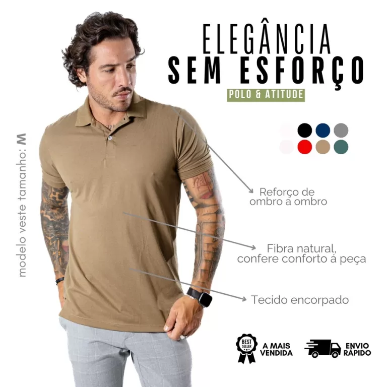 Camisa Gola Polo Masculina Piquet Duplo Blusa Lisa
