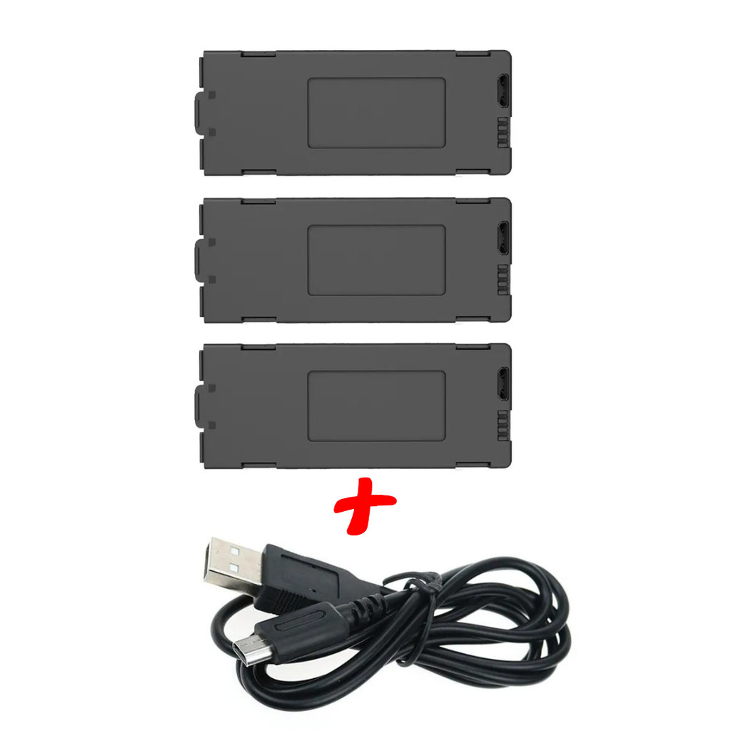 Kit 3 Baterias + Cabo, Para Drones M5, M4, K10, K11, K12, K13, E88,E99, P15