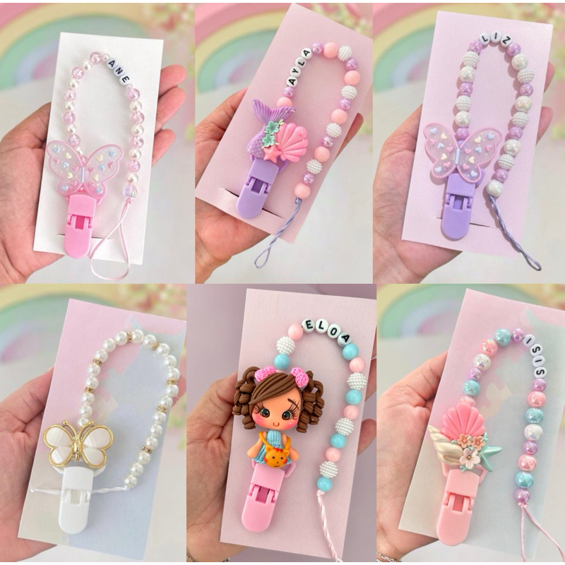 prendedor de chupeta personalizado com nome menina