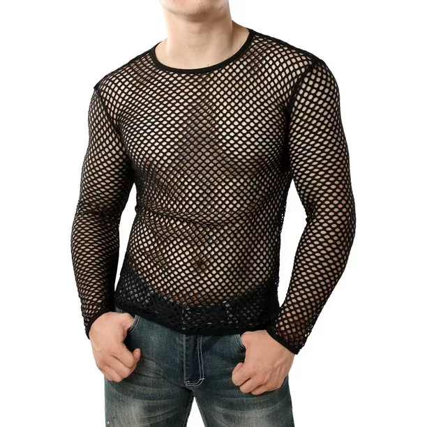 Blusa Masculina Transparente Manga Longa De Tela T