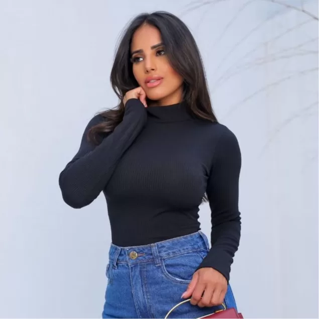 Bory Blusa Manga Longa Cacharrel Segunda Pele com 