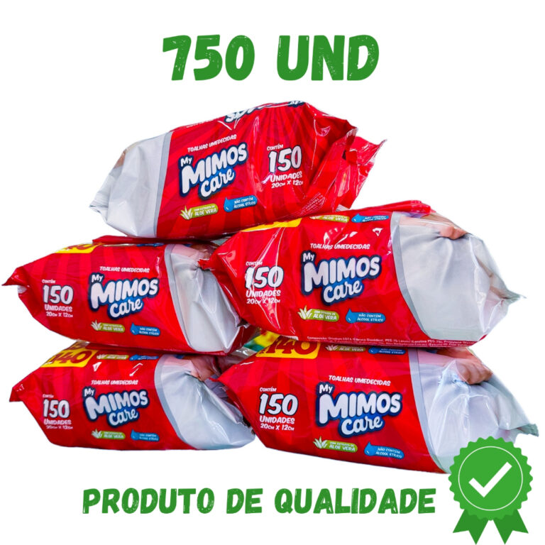 Kit 750 Toalha Umedecida My Mimos Care (5 Pacotes 