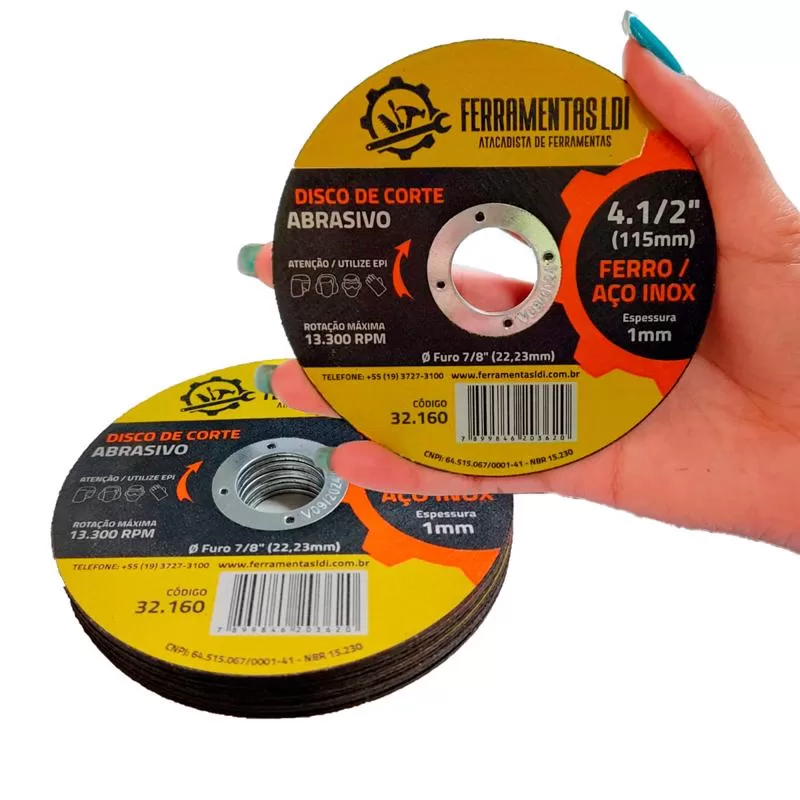 Disco Corte Ferro/Aço Inox 115,00 X 1,00 X 22,2 LDI 10 Peças