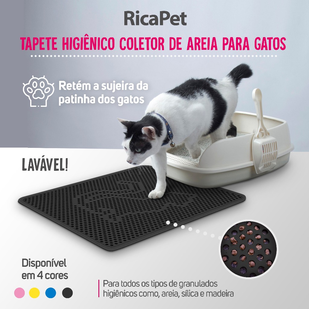Tapete Higiênico Para Gato Coletor De Areia –  Preto