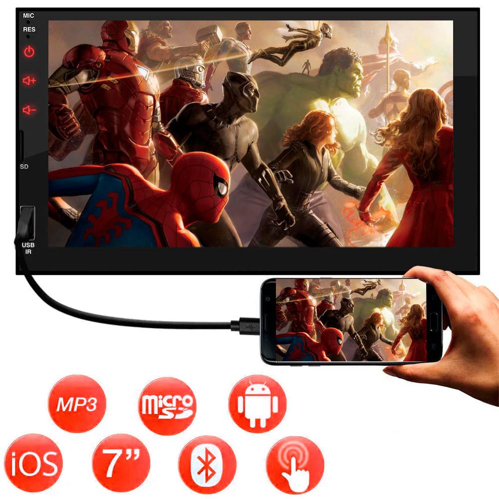 Multimidia Mp5 H-Tech HT-3100 USB BT Espelhamento iOS Android