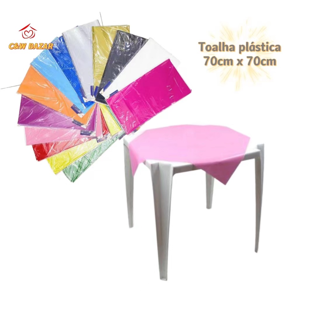 Kit 10 Toalha De Mesa Lisa Plástica Convidados Decoração Festa 70x70cm