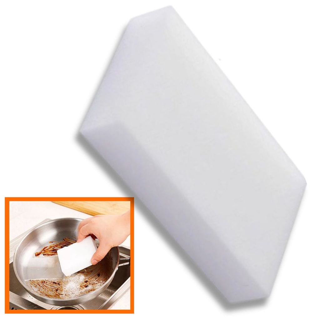 Esponja bucha mágica de limpeza espuma branco 9 x 5,5cm