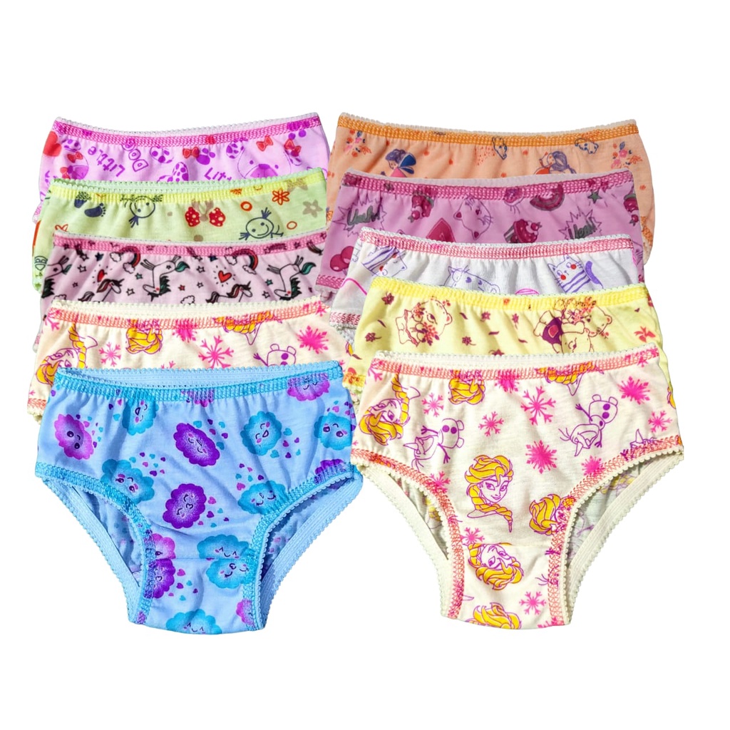 Kit 10 calcinhas infantil menina cós alto 6 meses a 10 anos