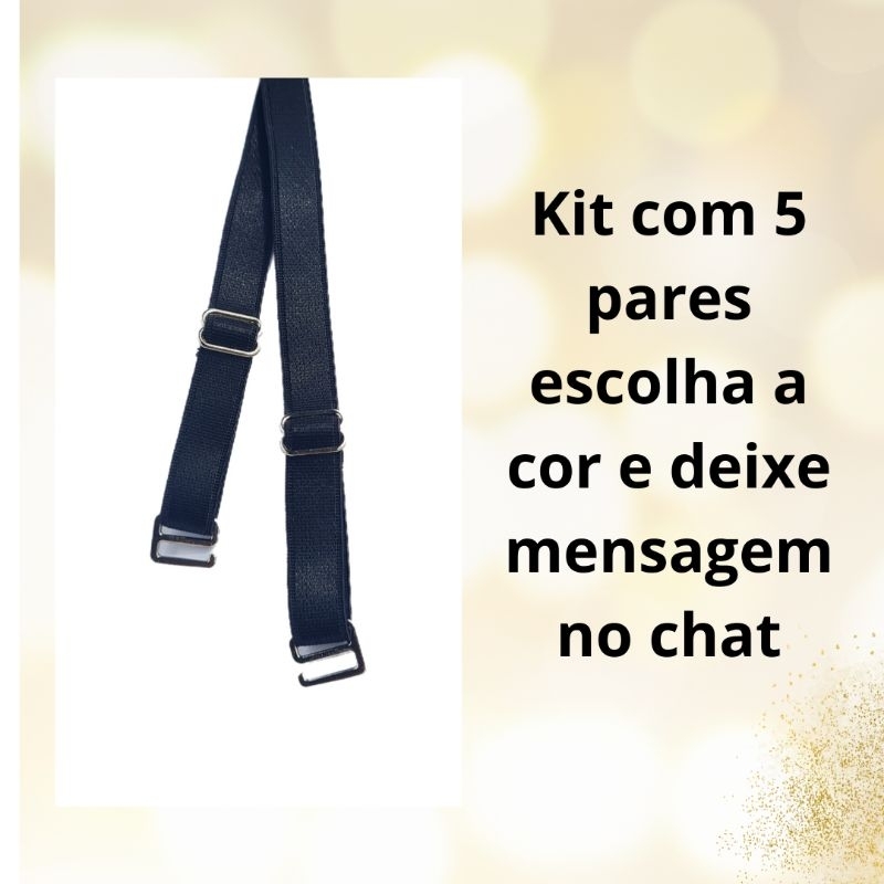 kit 5 pares alça de sutiã 10mm removível regulavel