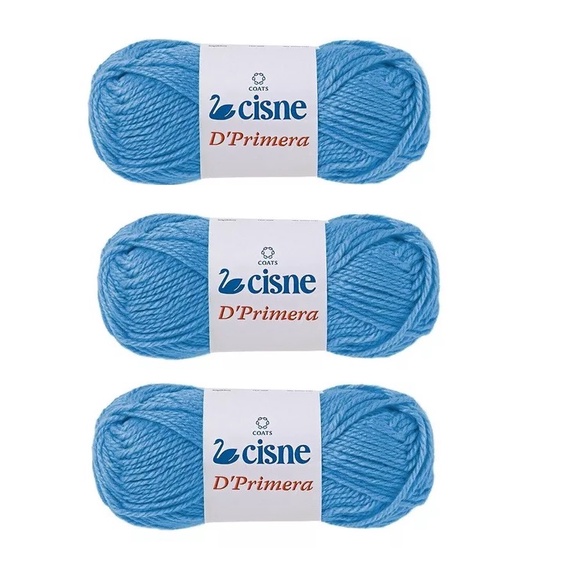 Fio de Lã Azul Claro trabalho artesanal com 3 uni
