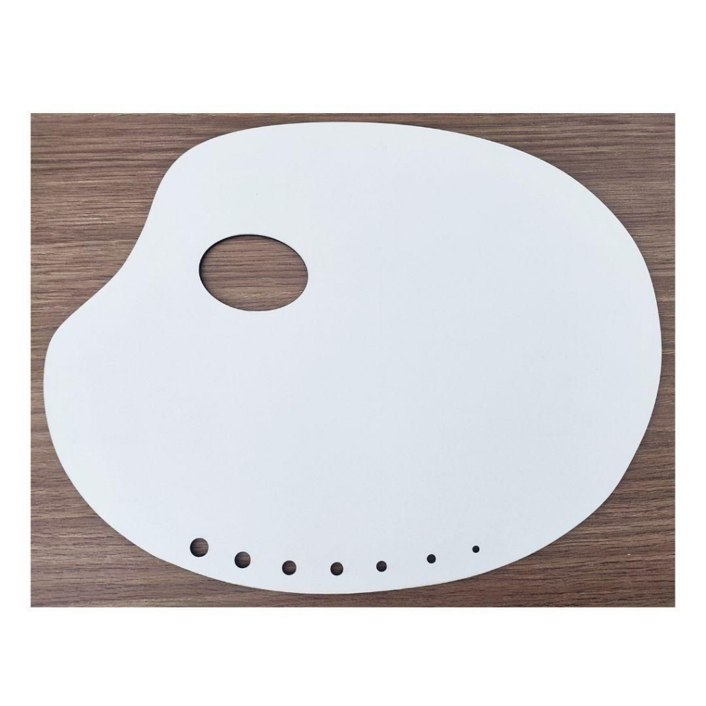 Gode Paleta p/ Pintura em Formato Anatômico Oval Branco 31×26 cm