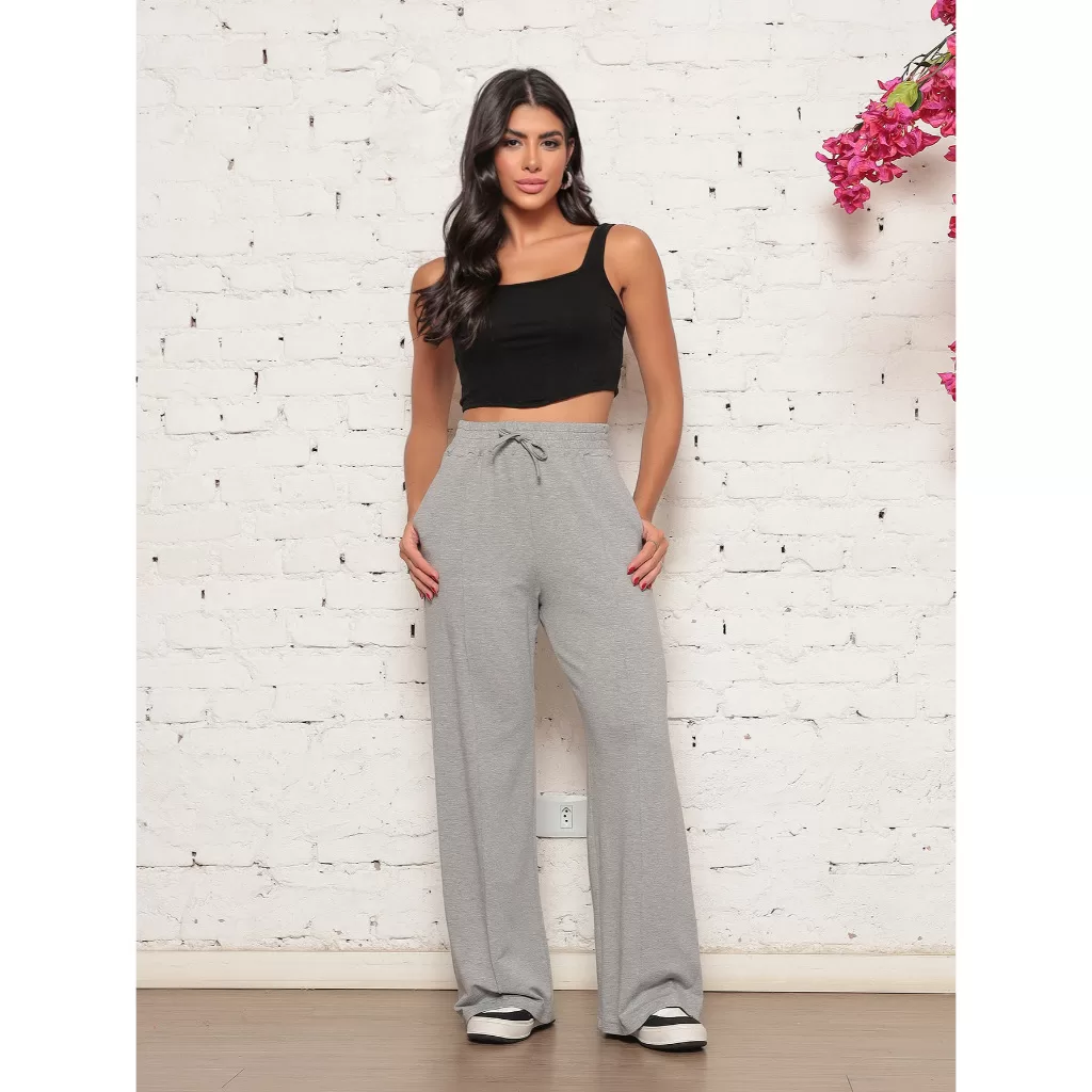 Calça de moletinho grosso Feminina Tendencia 2025 Cos Alto calca pantalona