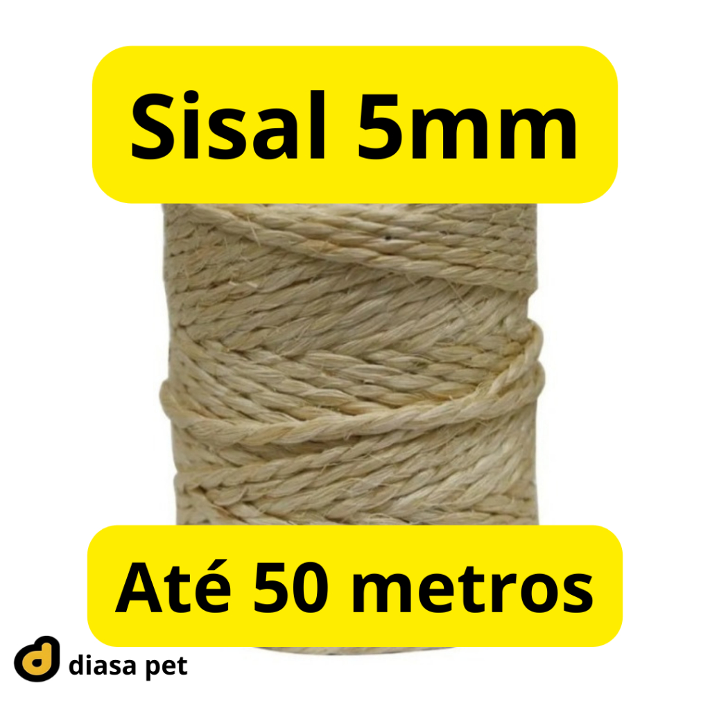 Fio Sisal 5mm até 67 metros Para Artesanato, Arranhadores, Lustres, Varias medidas